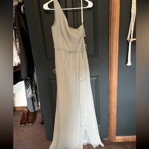 David’s Bridal one strap sage bridesmaid prom dress size 6 NWT